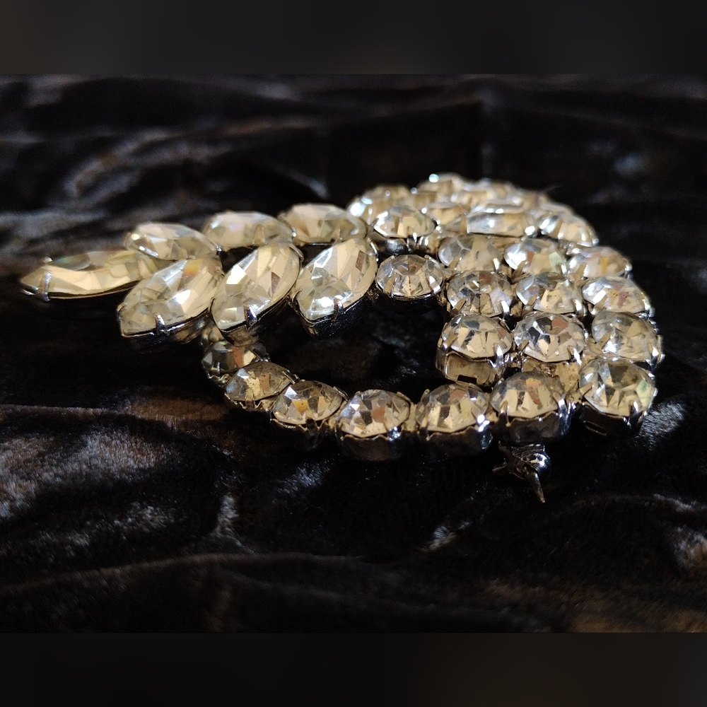 1950s Clear Rhinestone Brooch Large - Picture 4 of 13